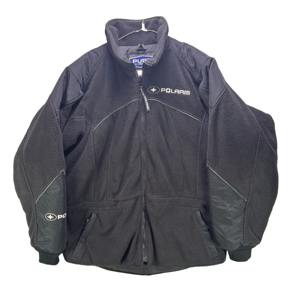 Vintage Polaris Fleece Jacket Women Medium Black Thermalite Full Zip Heavyweight